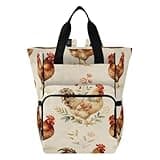 Nesatuwa Farm Roosers Hens Diaper Bag Backpack Waterproof Large Capacity Multifunctional Diaper Bags with Insulated Pockets and Stroller Straps Travel Backpack for Baby Girl/Boy