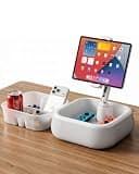 Viozon Kindle Stand Holder, Tablet Phone Holder, 2-in-1 EPP Foam Floating Bathtub Caddy with Detachable Snack Bowl, 360° Mount for Bed/Sofa, Compatible with iPad iPhone Kindle 4.7-13" Devices
