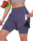 Sportneer Women Padded Bike Shorts - 4D Bicycle Cycling Shorts with 2 Zipper Pockets & 1 Inner Thigh Pocket, Lightweight Breathable Quick-Dry for Mountain Biking, Trail Riding & Casual Cycling Purple