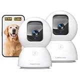 CINMOORE 5G Security Camera Indoor 2-Pack, No-Monthly-Fee AI Tracking Facial Recognition, 3K Pet/Dog Camera with Speaker/Phone App, PTZ WiFi Baby Monitor Cameras for Home Security, 0-Glow Night Vision