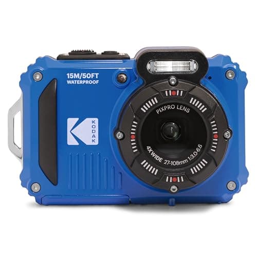 Kodak PIXPRO WPZ2 Waterproof Digital Camera, 16MP with 4X Optical Zoom, Shockproof, Dustproof, 1080p Video, Wi-Fi, Blue