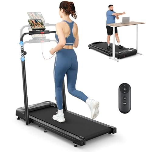 THERUN Walking Pad, 2 in 1 Foldable Treadmills for Home, 2.5HP Under Desk with Handle Bar, 16" Widened Running Belt, with Remote Control