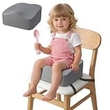 Ergonomic Toddler Booster Seat for Kitchen Chair, Booster Seat for Dining Table Promotes Good Posture, Non-Slip Base & TPU Waterproof Cover & Double Safety Strap, fit for 18 Months to 5 Years