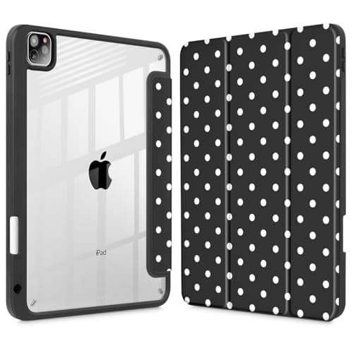 Tuiklol for iPad Pro 12.9 Inch 6th/5th/4th/3rd Generation 2022 2021 2020 2018 Case,Built-in Pencil Holder Clear Transparent Protective Back Shell Cover with Auto Sleep/Wake, Spot-Black