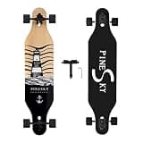 PINESKY 41 Inch Longboard Skateboard 9 Ply Natural Maple Complete Skateboard Cruiser for Cruising, Carving, Free-Style and Downhill with T-Tool Beacon
