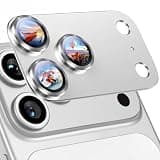 Uyiton Compatible with iPhone 17 Pro Max Camera Lens Protector - [Not Easy to Break][Strong Adsorption][Case-Friendly] Metal Tempered Glass Rear Camera Screen Cover - Silver