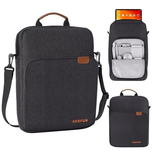 ADDFUN 9-11 Inch Tablet Sleeve iPad Sleeve Tablet Pouch with Shoulder Strap Fits iPad Pro/Air/A16 11‘’, iPad 10th 10.9,I-Pad 9/8/7th 10.2,iPadair 5/4th 10.9,I-Pad 9.7,Tab S8/S9 11", Black & Gray