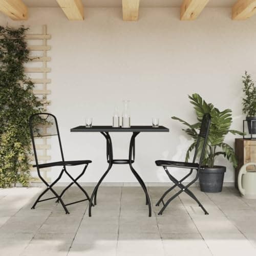 YELWHI 3 Piece Patio Dining Set Anthracite Metal Mesh Garden Furniture