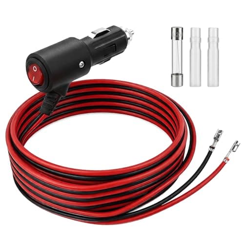 Cigarette Lighter Plug with Switch - 2m 12V Plug Extension Cable 16AWG Copper with LED & 15A Fuse, Car Adapter for Car, Motorhome, Boat, Motorcycle
