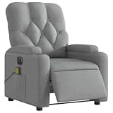 HGLADYU Electric Massage Recliner Chair with 135 Degree Tilt, Powered Reclining Function, 6 Massage Points, Cup Holders and Side Pocket, Light Gray Fabric