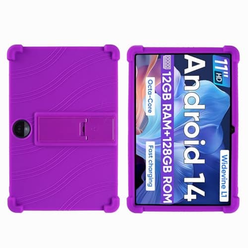 Silicone Case for TUOHAITIME C5 11 inch Android Tablet case,Kids Friendly Cover Adjustable Stand (Purple)