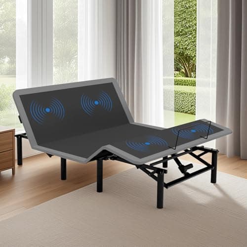 Zentrava Adjustable Queen Bed Frame with Head and Foot Incline Wireless Remote Ports USB, Under-Bed Nightlights, Zero Gravity Quiet Motor (Grey)