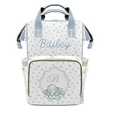 Vintage Floral Elephant Personalized Name Diaper Backpack, Cute Nappy Travel Bag, New Mom Gift for Baby Shower