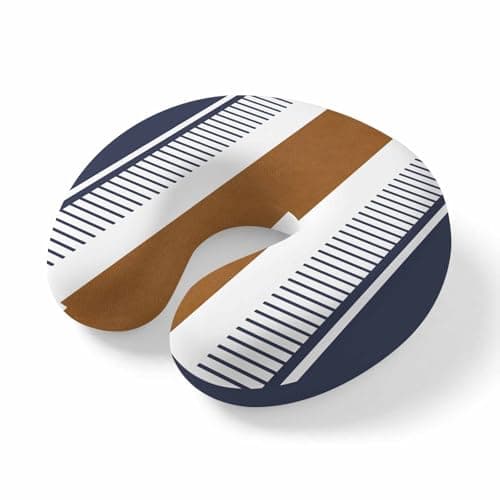 ZFUNCING Travel Pillows U-Shaped Neck Pillow Bohemian Tribal Stripes Ergonomic Memory Foam Pillow Head Cushion,Brown Blue Lines Soft Portable Neck Pillows for Office Airplane Car Train