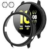 [2Pack] Tensea Compatible with Samsung Galaxy Watch Active 2 Screen Protector Case 40mm, Bumper Full Around Cover for Samsung Galaxy Watch Active2 40 (Matte Black, 40mm)