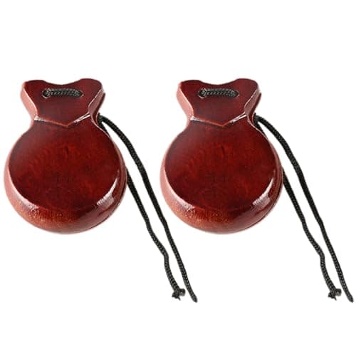 2 Pcs Flamenco Dance Castanets with String Wood Spanish Castanet Hand Percussion Instrument Musical Toy for Adults Wood Spanish Musical Instrument Flamenco Dance