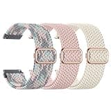SNBLK 3 Pack 18mm 20mm 22mm Braided Watch Band Compatible with Garmin Vivoactive 5 Watch Bands/Vivoactive 6/3/4s, Quick Release Adjustable Elastic Nylon Loop Strap for Venu 3S/2S/Venu 3/2 Women Men