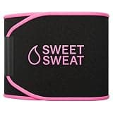 Sports Research Sweet Sweat® Waist Trimmer for Women and Men - Sweat Band Waist Trainer for High-Intensity Training & Workouts Black/Pink