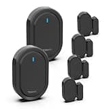 Wireless Doorbell Detector for Doors and Windows, 39 Ringtones, 2 Alarm Bells 4 Pairs of Door Detectors, Alarm System for Home Security, Black