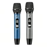 Jokmic Wireless Microphones 2 Pack, Metal Dual Handheld Cordless Mic System with Rechargeable Receiver, 160FT Range, Volume Control, Plug and Play Karaoke Microphone for Singing, PA Speaker and Speech