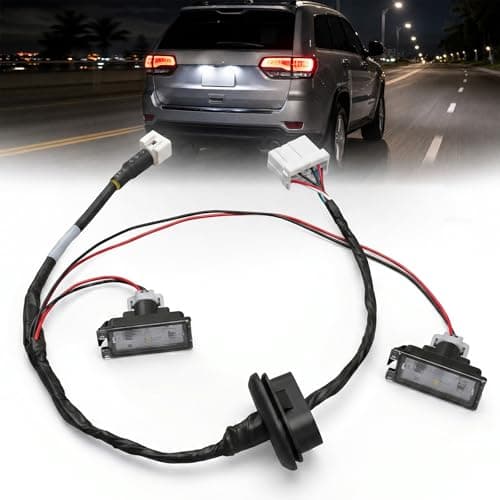 68360247AA Rear License Plate Light Wiring Harness with Lamp Assemblies Compatible with Jeep Grand Cherokee 2014 2015 2016 3.0L 3.6L V6 5.7L 6.4L V8 Replaces 68225282AA 68225283AA