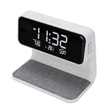 OEBUAFI 3 in 1 Wireless Charging Station Alarm Clock with 15W Fast Charger Night Light Date Temperature Display Touch Control for Bedroom