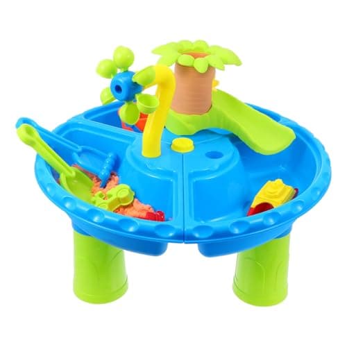 GALPADA Small Sand Water Table for Toddlers 1-3: 22 Pcs Round Beach Play Set - Lightweight Outdoor Backyard Sensory Activity Toys