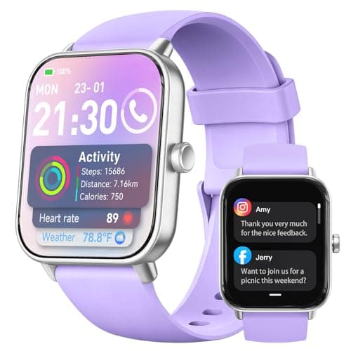 Trunsif Smart Watch for Women,1.85 inch AMOLED Touchscreen for Android & iPhone Alexa Built-in Bluetooth Calls,Fitness Watch 110+ Sport Modes Heart Rate/Sp02/Sleep/Calories Monitor IP68 Waterproof