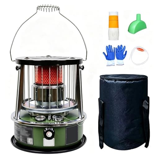 Outdoor Portable Kerosene Heater, All-Steel Burner Hood, Fast Rapid Heating, 5.2L Fuel Tank, Non Electric Oil Heating for Camping, Ice Fishing, Emergency Survival(Green)