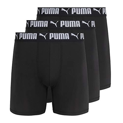 PUMA mens 3 Pack Athletic Fit Boxer Briefs, Puma Black, X-Large US