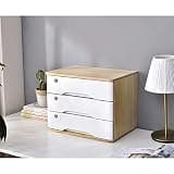 NUHSLF Solid Wood Desktop File Cabinet with Lockable Drawers Organize A4/Receipt Files in Style (C-3 Drawers)