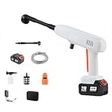 Cordless Handheld Pressure Washer, 6-in-1 Spray Gun Portable Battery Powered Washer, 5M Water Pipe & Filter, Rechargeable Electric Washer for Car Garden Patio Daily Cleaning