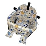 Seat Cushion Pad, Foldable Polyester Cart Highchair Swing Liner, Breathable 5-Point Strap for Travel