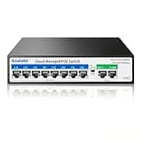Goalake PoE Switch, 10 Ports Managed PoE Ethernet Switch (8*100M PoE Ports +2*1000M Uplinks), 120W Built in Power, 250m Extend Function, VLAN, QoS, Fanless Metal, Desktop/Wall Mount, Plug and Play