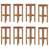 DXKDUSOKJ Rustic Solid Acacia Wood Bar Stools 8 Pcs with Footrest, Durable Tropical Hardwood Breakfast Bar Stools for Outdoor Seating, Extra Comfort Footrest Design