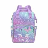 GKIVIGER Custom Diaper Bag For Girls With Name,Personalized Glitter Butterfly Baby Backpack With Stroller Straps Multifunction Baby Bags For Travel Hiking