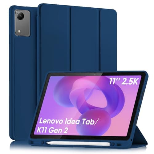 Horyaal Case for Lenovo Idea Tab 11" 2025 / Tab K11 Gen 2 (TB-336ZU/TB-336FU) with Pencil Holder, Shockproof TPU Back Slim Trifold Stand Cover, Auto Sleep/Wake, Sea Blue