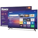 Roku Smart LED TV 43" Select Series, 4K HDR TV Roku TV with Voice Remote w/ Wi-Fi for Streaming Live Local News, Sports, & Movies - Bluetooth Headphone Mode - 2026 (Renewed)