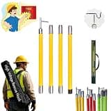 Yellow Non-Telescopic Rescue Pole Rod with Four Types of Switch Heads, Hot Stick Utility Hook with 1/2/3/4/5 Section, Hot Stick for Safety Drills(Light Coffee,5m 4-Section 110kv)