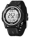 CIVO Sports Digital Watches for Men: Waterproof Ultra-Thin Big Face Watch Suitable for Larger Wrists - Black Silicone Wristwatch with Stopwatch Alarm for Outdoor Enthusiast - Running & Hiking