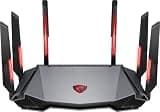 MSI Radix AXE6600 WiFi 6E Tri-Band Gaming Router, AI QoS, RGB, 1.8GHz Quad-Core Processor, MU-MIMO, Tri Band Gigabit Wireless, 8-Stream, High Speed Long Range Gaming Router