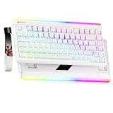 MEETION Vibekey75 Keyboard, Wireless Gaming Keyboard, Custom RGB Backlit Membrane Keyboard with RGB Light Bar, BT5.0/2.4GHz/USB-C Mode, Side Printed Mechanical Feel Keyboards in 75% Layout, White