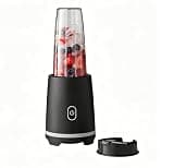 Black Single-Serve Blender with 16 oz Travel Cup & Lid, Portable Personal Blender