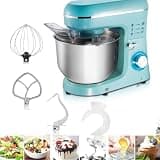 Compact Mini Stand Mixer, 5.5l Stainless Steel Stand Mixer With Bowl, 12 Speed With Pulse Function, Tilt-head Anti-slip Quiet, 4 Accessories Whisk Dough Hook Beater, For Apartment Dorm Beginner