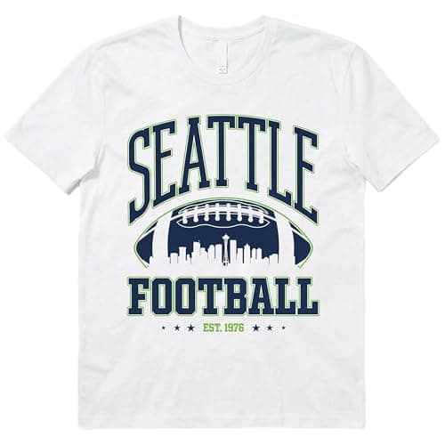 Seattle Playoff T-Shirt | Premium Cotton Shirt for Men & Women (US, Alpha, 3X-Large, Regular, Regular, White Skyline)