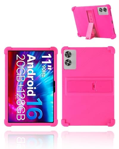 for FIRYMID 1119T Android 16 Tablet,11" 2.5K Ultra Clear Display Tablet Model Case,UYRUREL Soft Silicone Adjustable Stand Cover Lightweight Kids Friendly,Rosered.