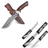 Purple Dragon Tanto Fixed Blade Knife Bundle with Damascus Knife