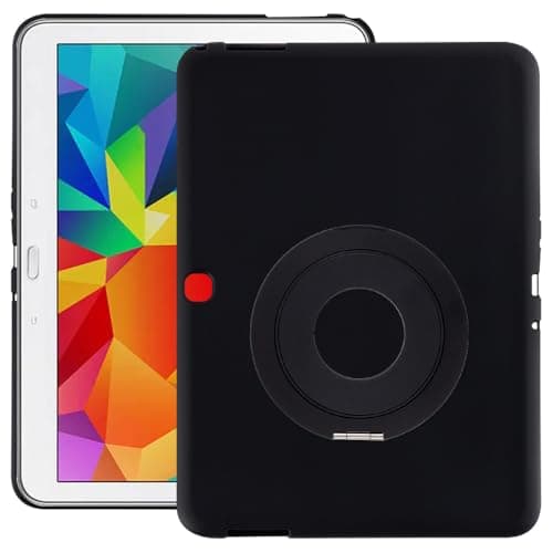 OAGELIM Case and Stand Holder Compatible with Samsung Galaxy Tab 4 10.1 3G SM-T531 2014 Protective Cover with Adjustable Desktop Handle Bracket(Black+ Black)