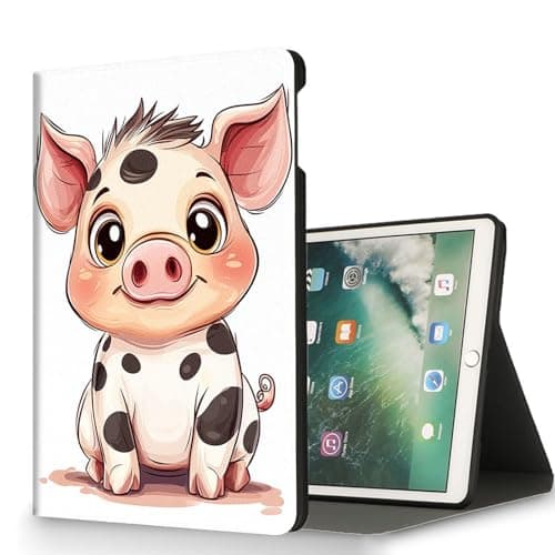 RUUHLJLET for Microsoft Surface Go 4/3/2/1-10.5" 2021 Tablet Case,Auto Wake/Sleep,Adjustable Stand Protective Cover - Cute Cartoon Pig