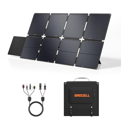 GRECELL 240W Portable Solar Panel, 25% High Efficiency Monocrystalline, IP65 Waterproof & Ultra Lightweight, Compatible with Power Station for Outdoor Camping, RV, and Off-Grid Power Supply